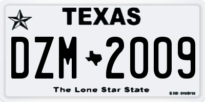 TX license plate DZM2009