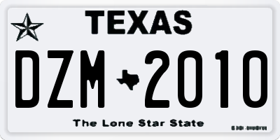 TX license plate DZM2010
