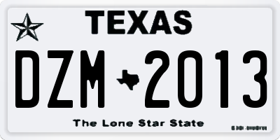 TX license plate DZM2013