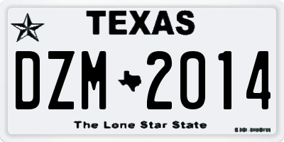 TX license plate DZM2014