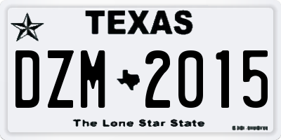 TX license plate DZM2015