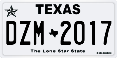 TX license plate DZM2017