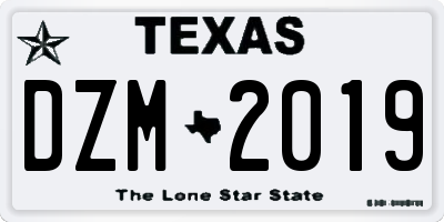 TX license plate DZM2019