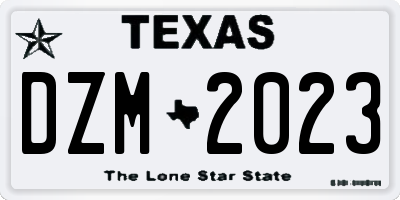 TX license plate DZM2023