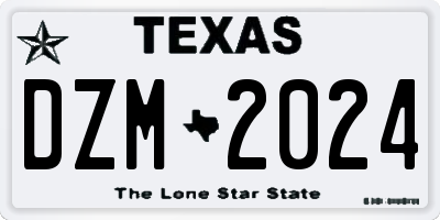 TX license plate DZM2024