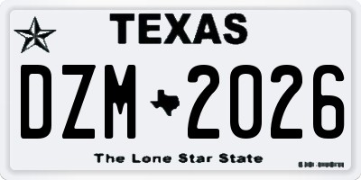TX license plate DZM2026