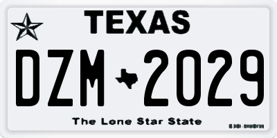 TX license plate DZM2029