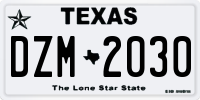 TX license plate DZM2030