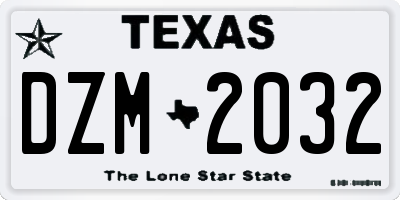 TX license plate DZM2032