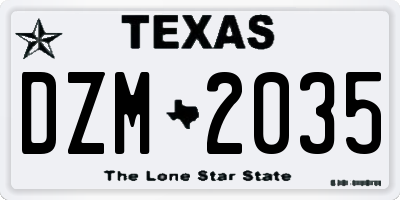 TX license plate DZM2035