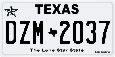 TX license plate DZM2037