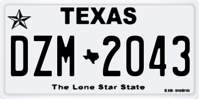 TX license plate DZM2043