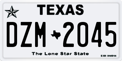 TX license plate DZM2045