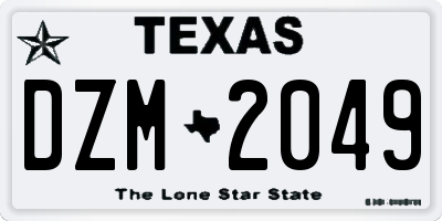 TX license plate DZM2049