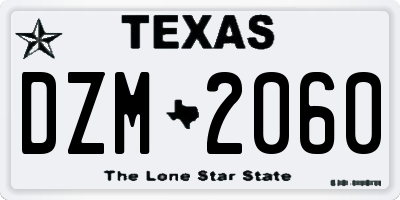TX license plate DZM2060