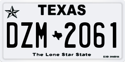TX license plate DZM2061