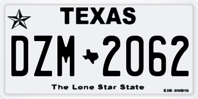 TX license plate DZM2062