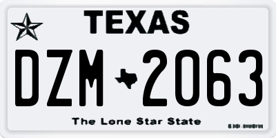 TX license plate DZM2063
