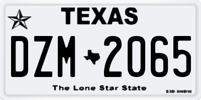 TX license plate DZM2065