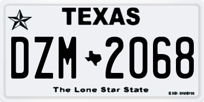 TX license plate DZM2068