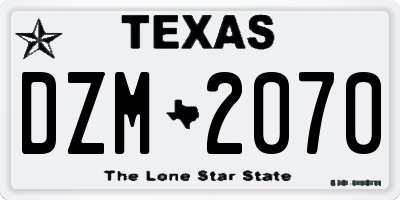 TX license plate DZM2070