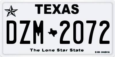 TX license plate DZM2072