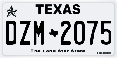TX license plate DZM2075