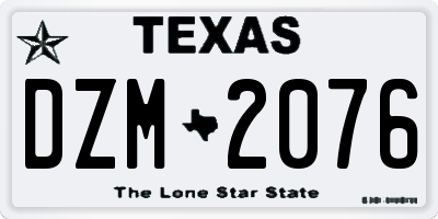 TX license plate DZM2076