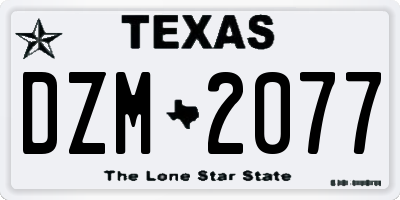 TX license plate DZM2077
