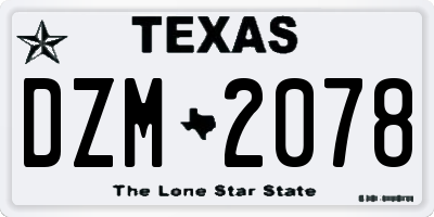 TX license plate DZM2078
