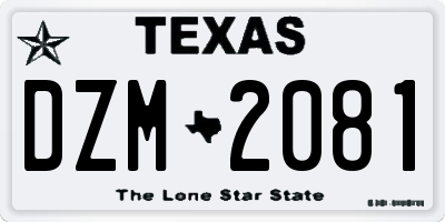 TX license plate DZM2081