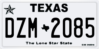 TX license plate DZM2085