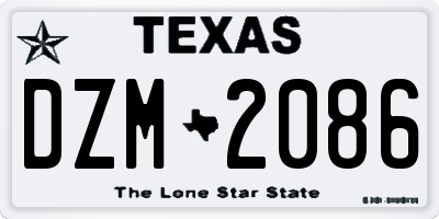 TX license plate DZM2086