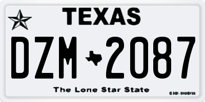 TX license plate DZM2087