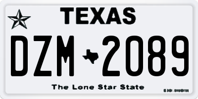 TX license plate DZM2089