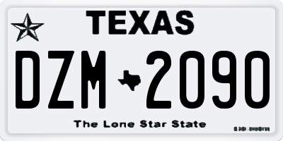 TX license plate DZM2090