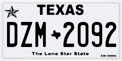 TX license plate DZM2092