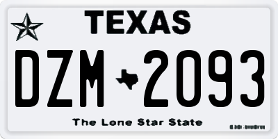 TX license plate DZM2093