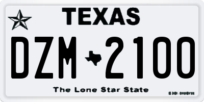 TX license plate DZM2100
