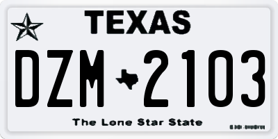 TX license plate DZM2103