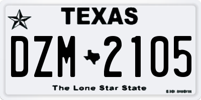 TX license plate DZM2105