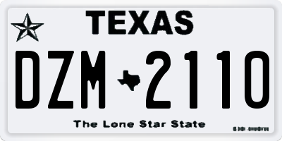 TX license plate DZM2110