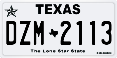 TX license plate DZM2113