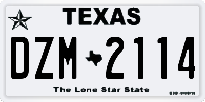 TX license plate DZM2114
