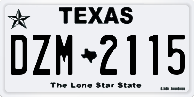 TX license plate DZM2115