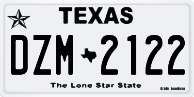 TX license plate DZM2122