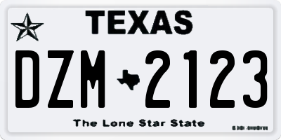 TX license plate DZM2123