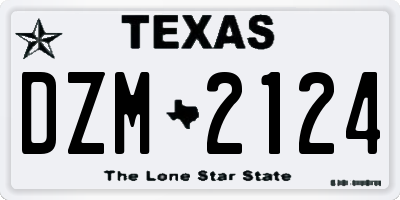 TX license plate DZM2124