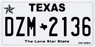 TX license plate DZM2136