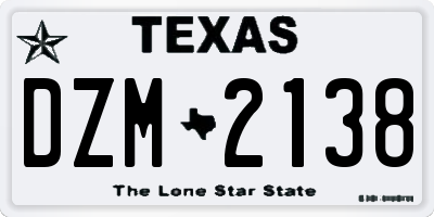 TX license plate DZM2138